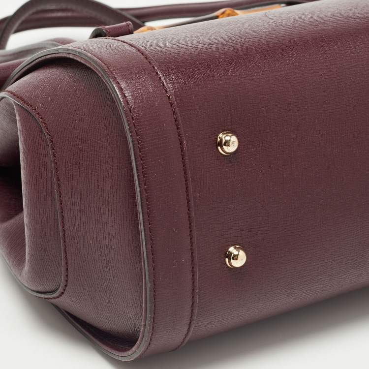Pre Owned Gucci Burgundy Leather Medium New Bamboo Bullet Bag