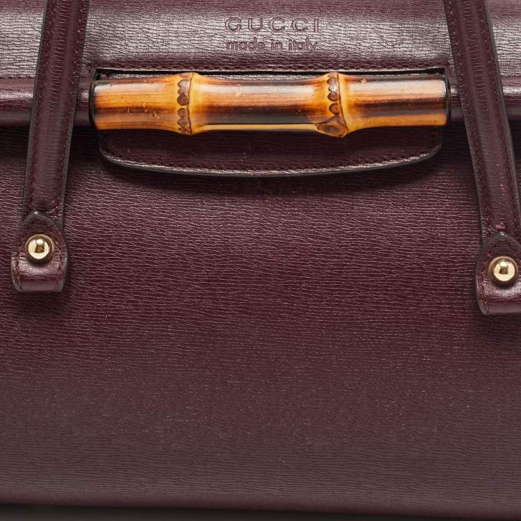 Pre Owned Gucci Burgundy Leather Medium New Bamboo Bullet Bag