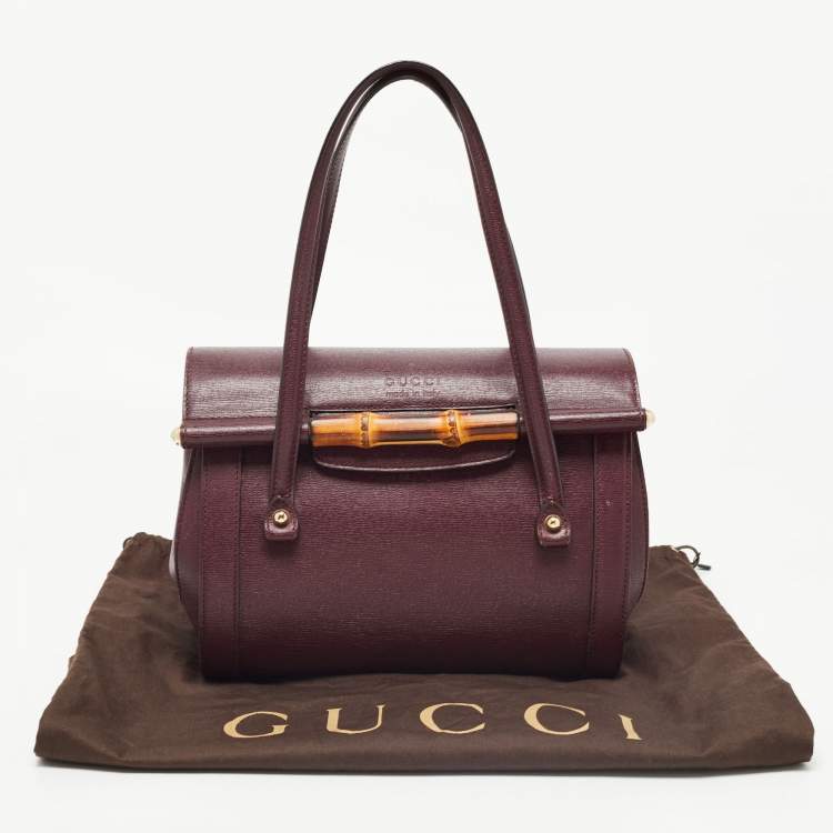 Pre Owned Gucci Burgundy Leather Medium New Bamboo Bullet Bag