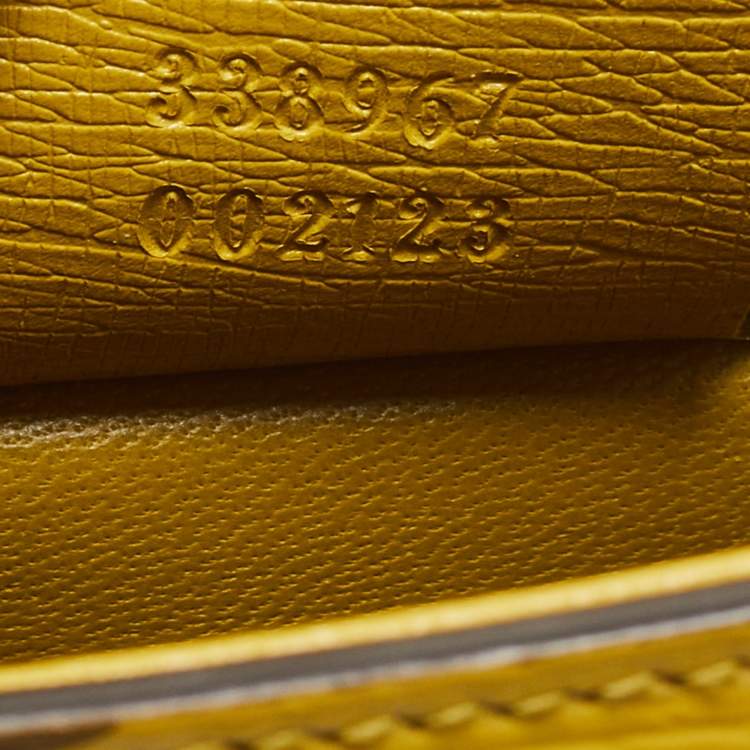 Pre Owned Gucci Yellow/Blue Leather Shanghai Heartbeat Top Handle Bag