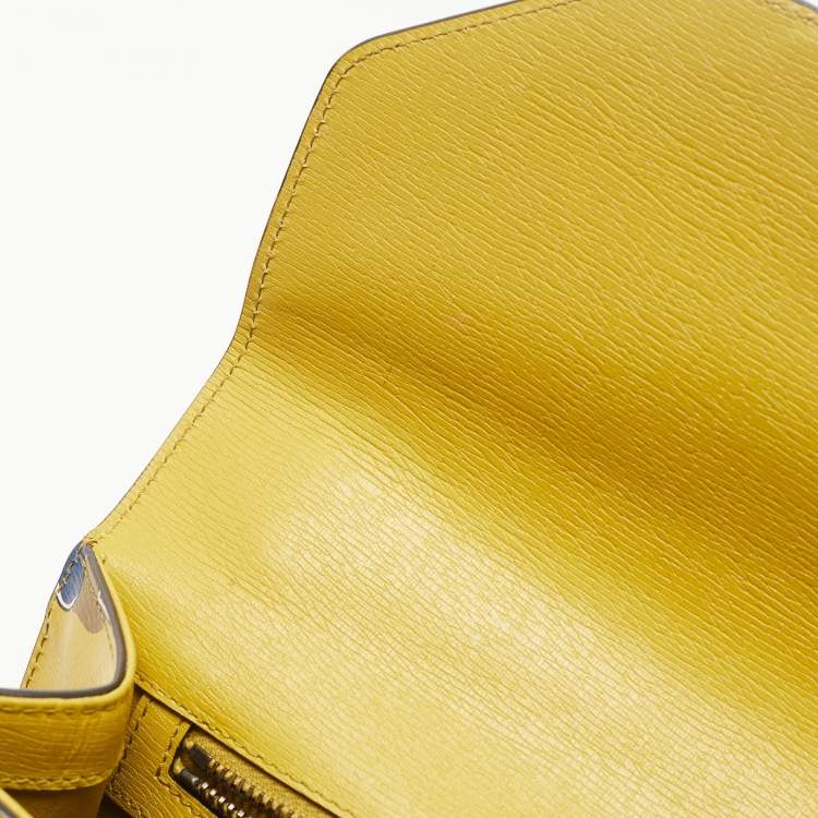 Pre Owned Gucci Yellow/Blue Leather Shanghai Heartbeat Top Handle Bag