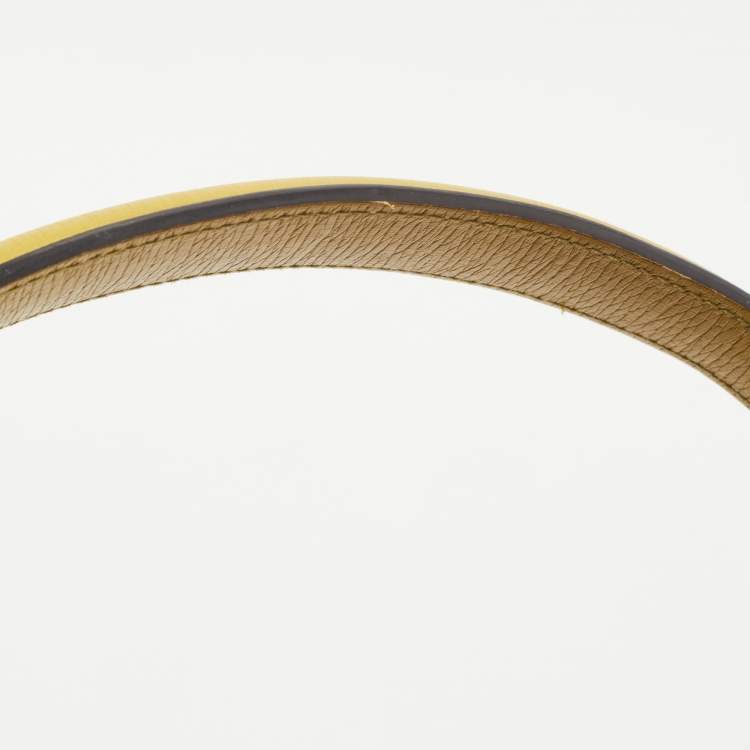Pre Owned Gucci Yellow/Blue Leather Shanghai Heartbeat Top Handle Bag
