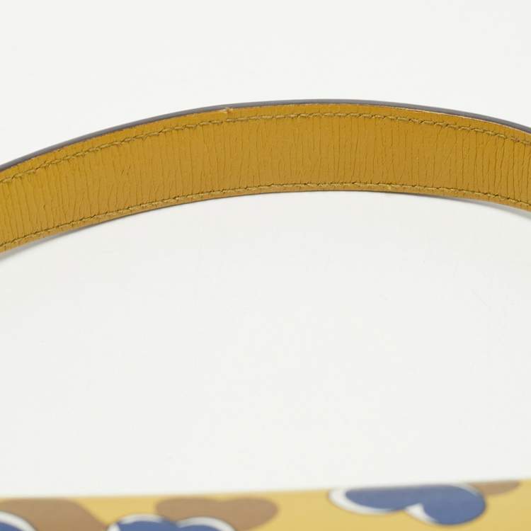 Pre Owned Gucci Yellow/Blue Leather Shanghai Heartbeat Top Handle Bag