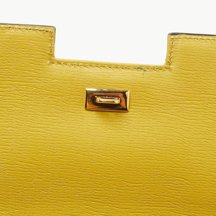 Pre Owned Gucci Yellow/Blue Leather Shanghai Heartbeat Top Handle Bag