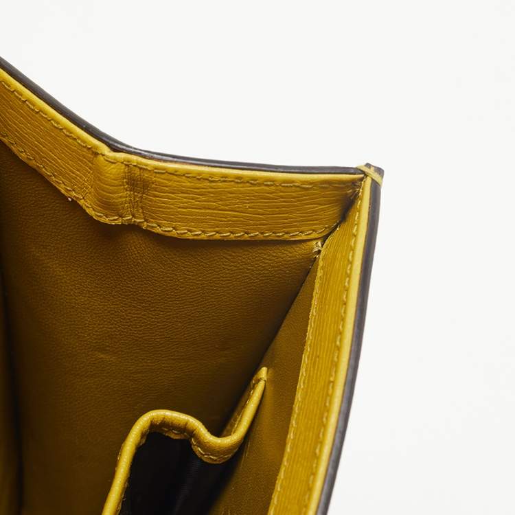 Pre Owned Gucci Yellow/Blue Leather Shanghai Heartbeat Top Handle Bag