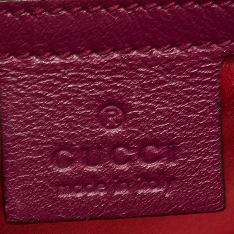 Pre Owned Gucci Magenta Matelassé Velvet Small GG Marmont Shoulder Bag