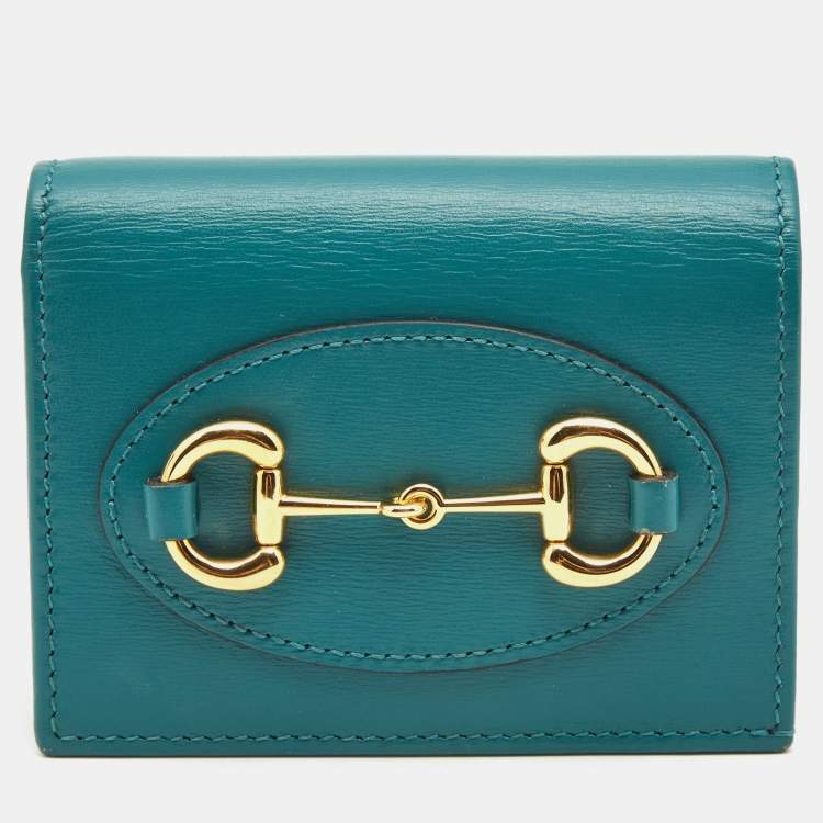 GUCCI 1955 Horsebit Shoulder Bag in Turquoise Leather