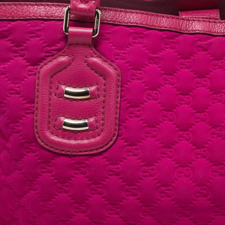 Pre Owned Gucci Fuchsia GG Neoprene and Leather Techno Tote