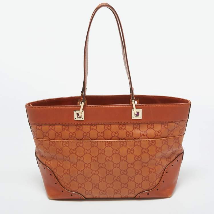 Pre Owned Gucci Brown Guccissima Leather Medium Punch Tote