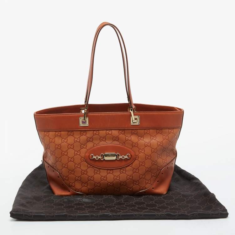 Pre Owned Gucci Brown Guccissima Leather Medium Punch Tote