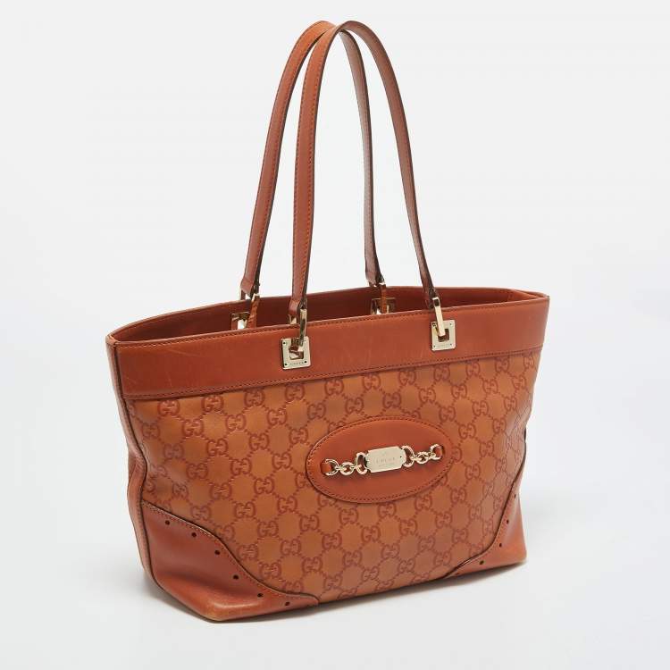 Pre Owned Gucci Brown Guccissima Leather Medium Punch Tote
