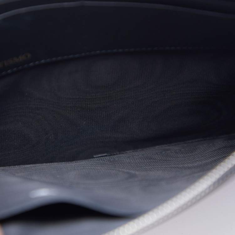 Pre Owned Gucci Black/Gold Leather 'Guccy' Zip Wristlet Clutch
