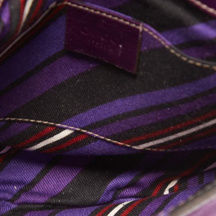 Pre Owned Gucci Purple Leather and Suede Small Britt Tassel Hobo