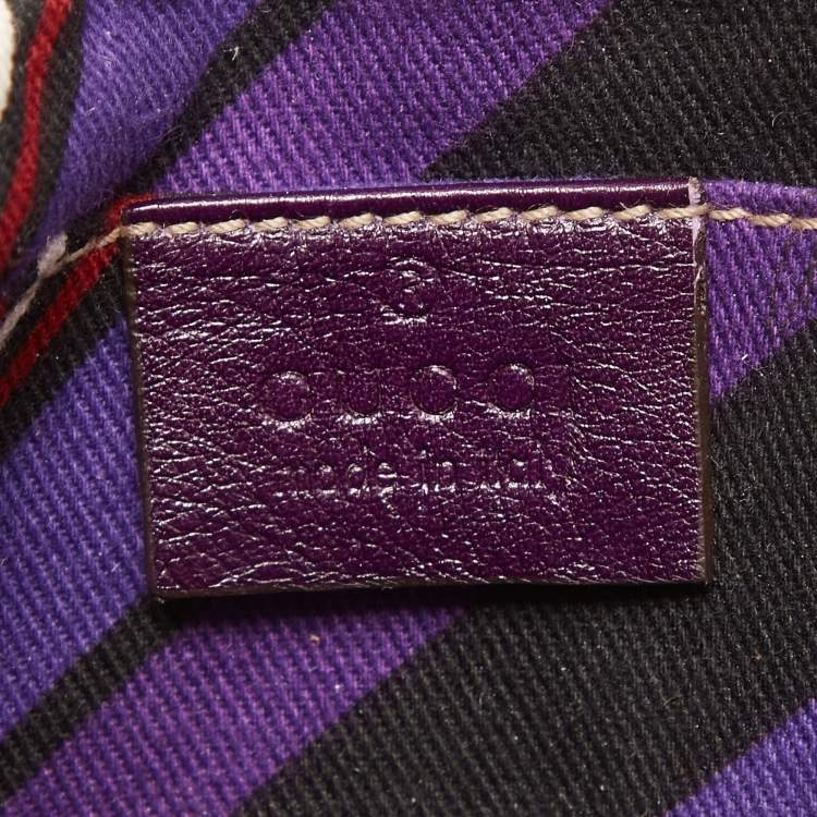 Pre Owned Gucci Purple Leather and Suede Small Britt Tassel Hobo