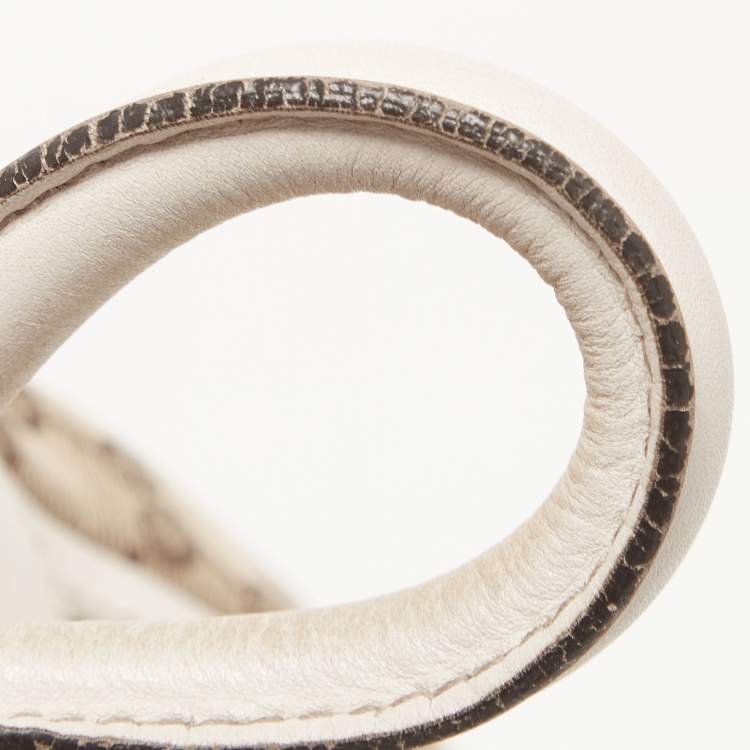 Pre Owned Gucci White/Beige GG Canvas and Leather Large Abbey D Ring Shoulder Bag