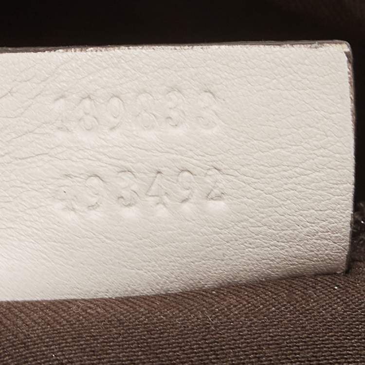 Pre Owned Gucci White/Beige GG Canvas and Leather Large Abbey D Ring Shoulder Bag