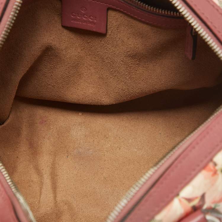 Pre Owned Gucci Old Rose/Beige GG Supreme Canvas Small Blooms Boston Bag