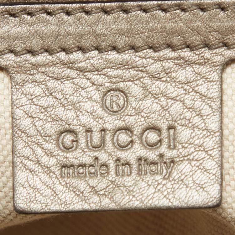 مملوكة مسبقًا Gucci Beige/Metallic GG Canvas Techno Horsebit Hobo Bag