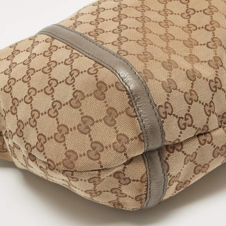 مملوكة مسبقًا Gucci Beige/Metallic GG Canvas Techno Horsebit Hobo Bag