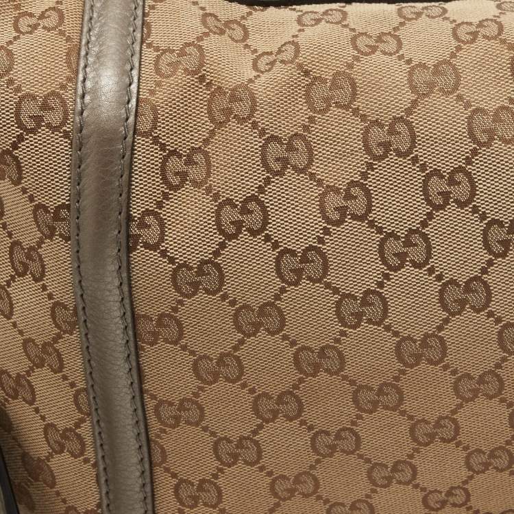 مملوكة مسبقًا Gucci Beige/Metallic GG Canvas Techno Horsebit Hobo Bag