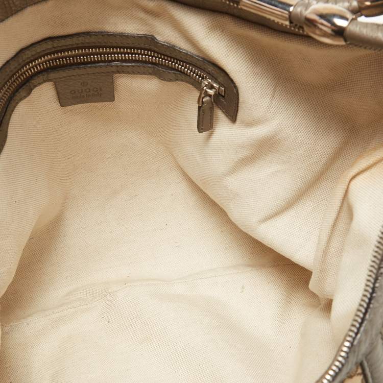 مملوكة مسبقًا Gucci Beige/Metallic GG Canvas Techno Horsebit Hobo Bag