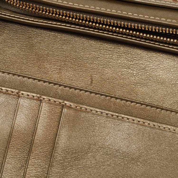 Pre Owned Gucci Beige GG Canvas and Leather Logo Flap Wallet