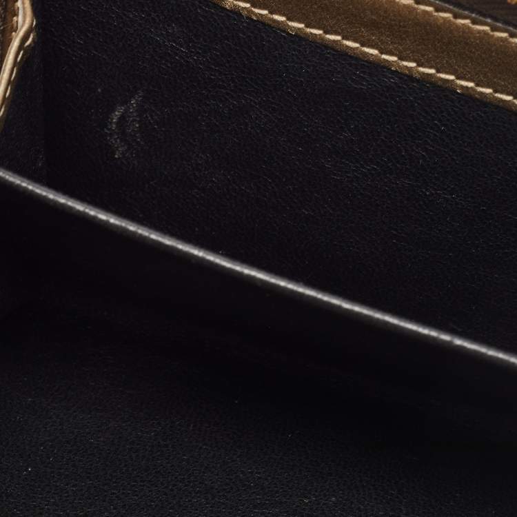 Pre Owned Gucci Beige GG Canvas and Leather Logo Flap Wallet