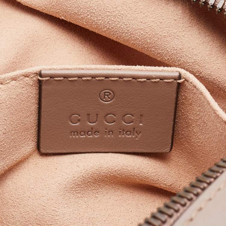 Pre Owned Gucci Beige Matelassé Leather GG Marmont Belt Bag