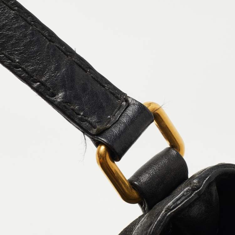 Pre Owned Gucci Black GG Canvas and Leather Jockey Tote