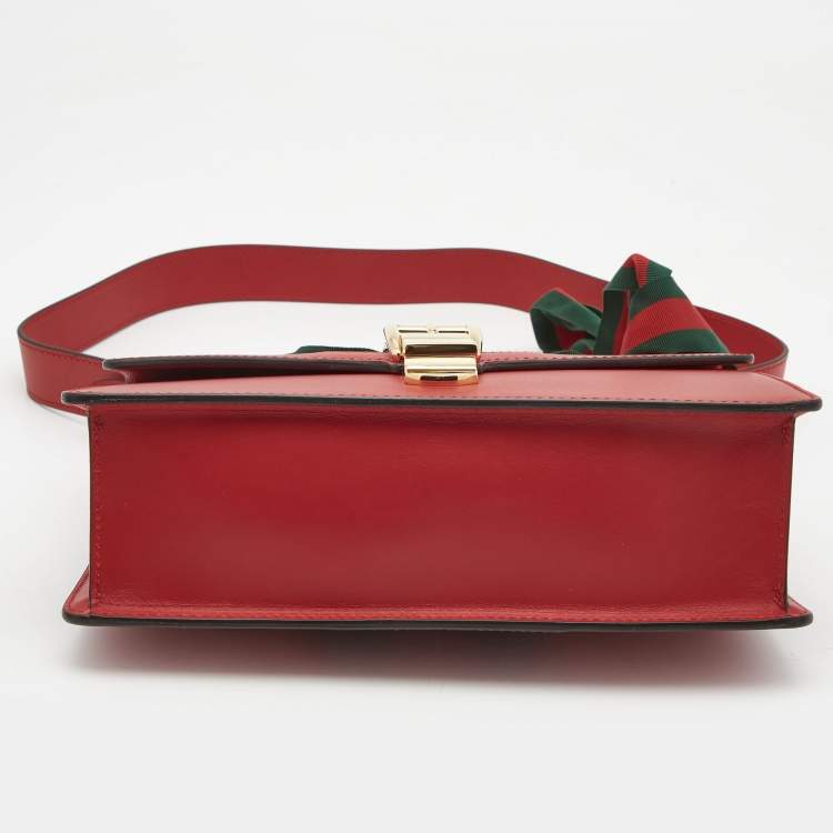 Pre Owned Gucci Red Leather Small Web Sylvie Shoulder Bag