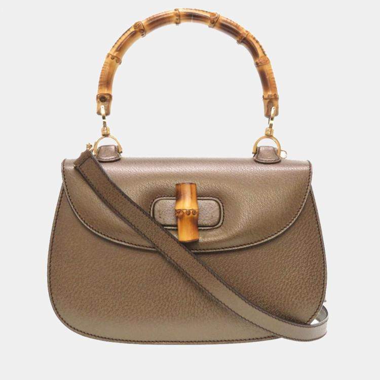 Gucci Bamboo 1947 small top handle bag in white leather