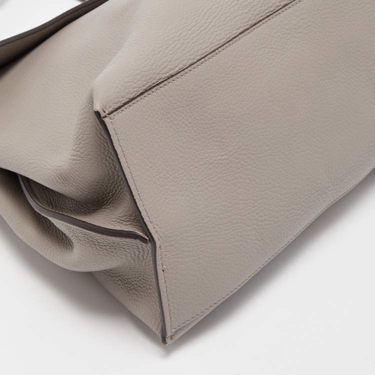 Pre Owned Gucci Grey Leather Large Bamboo Daily Top Handle Bag