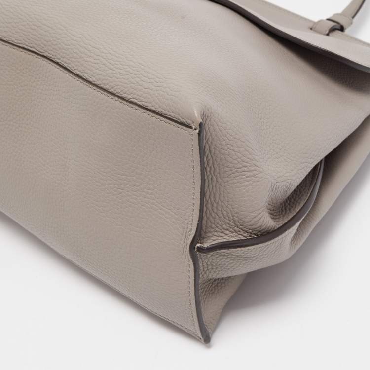 Pre Owned Gucci Grey Leather Large Bamboo Daily Top Handle Bag