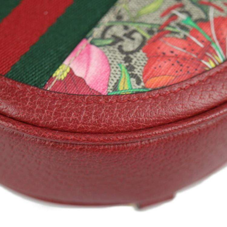 Pre Owned Gucci Red GG Supreme Canvas and Leather Floral Ophidia Backpack
