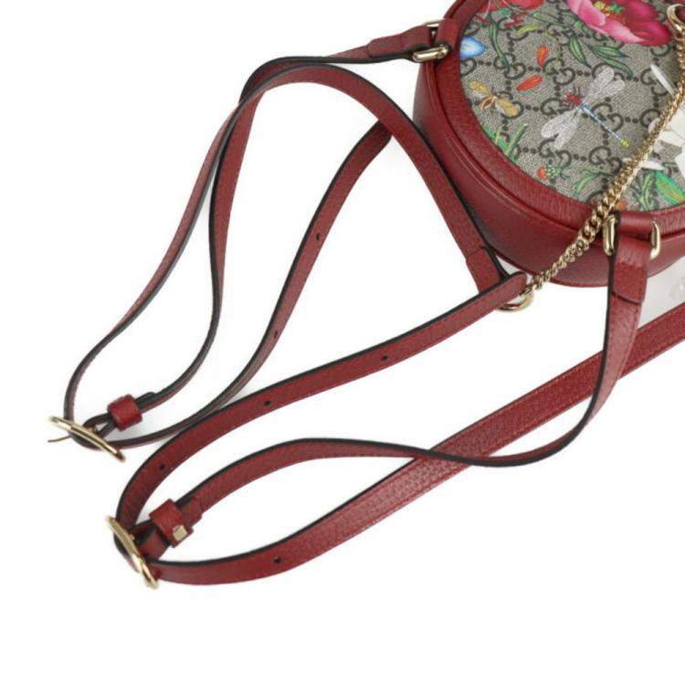 Pre Owned Gucci Red GG Supreme Canvas and Leather Floral Ophidia Backpack