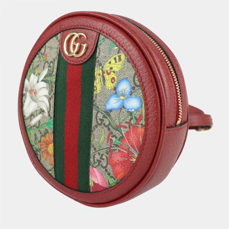 Gucci Red GG Supreme Canvas and Leather Floral Ophidia Backpack