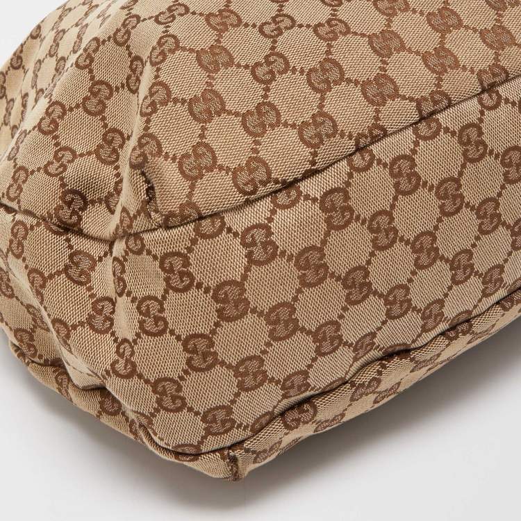 Pre Owned Gucci Beige GG Canvas Ladies Web Hobo