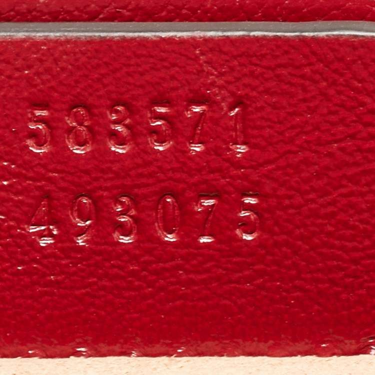 Pre Owned Gucci Red/Beige Diagonal Quilt Canvas and Leather Mini GG Marmont Top Handle Bag