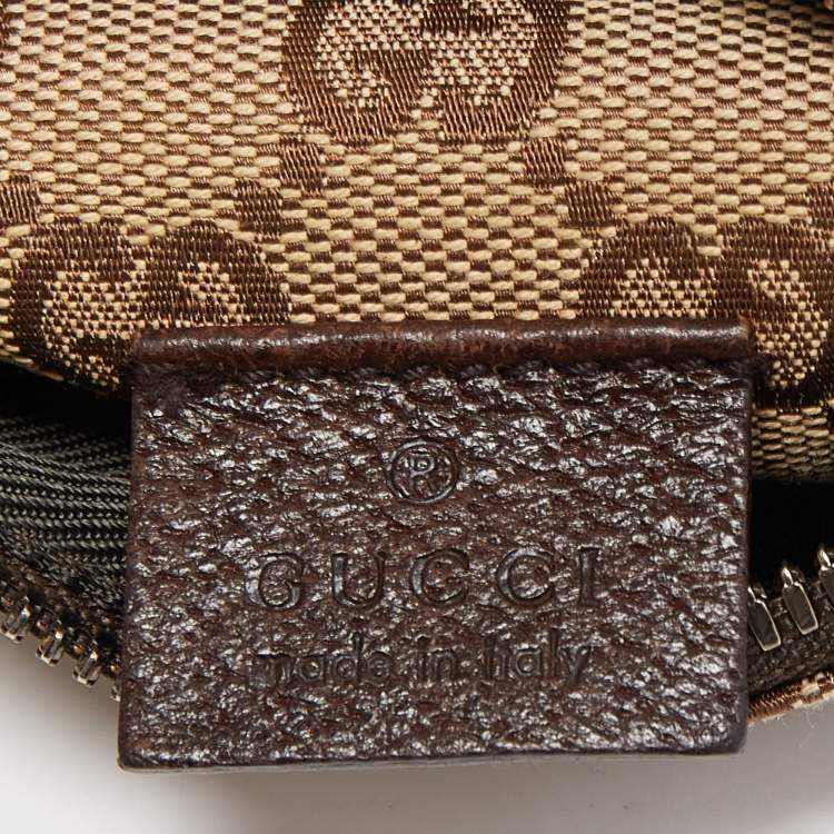 Pre Owned Gucci Beige/Brown GG Canvas and Leather Double Pocket Belt Bag