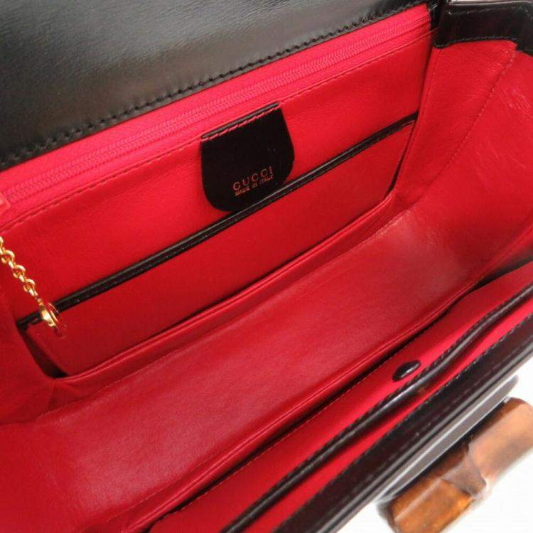 Pre Owned Gucci Black Leather Bamboo 1947 Top Handle Bag