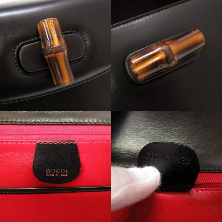 Pre Owned Gucci Black Leather Bamboo 1947 Top Handle Bag