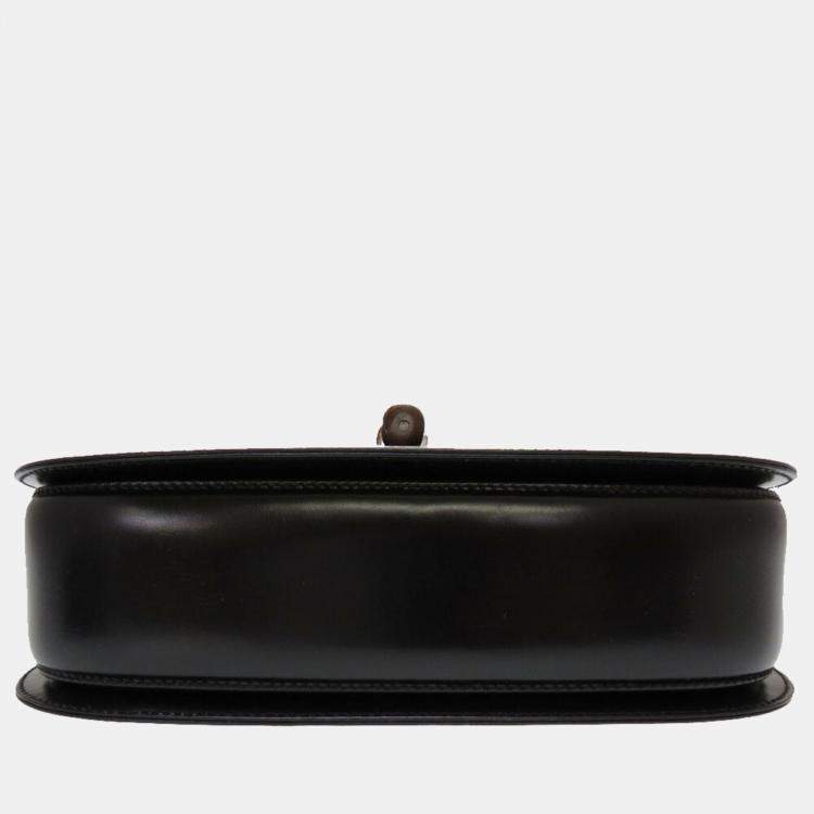 Pre Owned Gucci Black Leather Bamboo 1947 Top Handle Bag