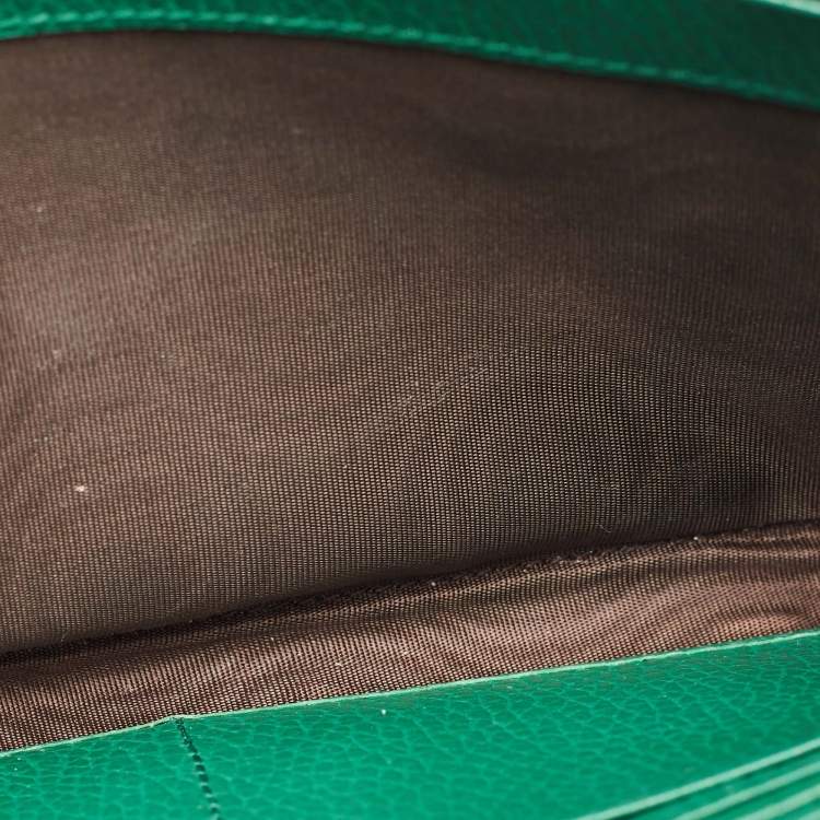 Pre Owned Gucci Green Leather Mini Dionysus Wallet on Chain 