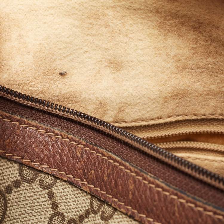 Pre Owned Gucci Brown/Beige GG Canvas Medium Vintage Web Boston Bag