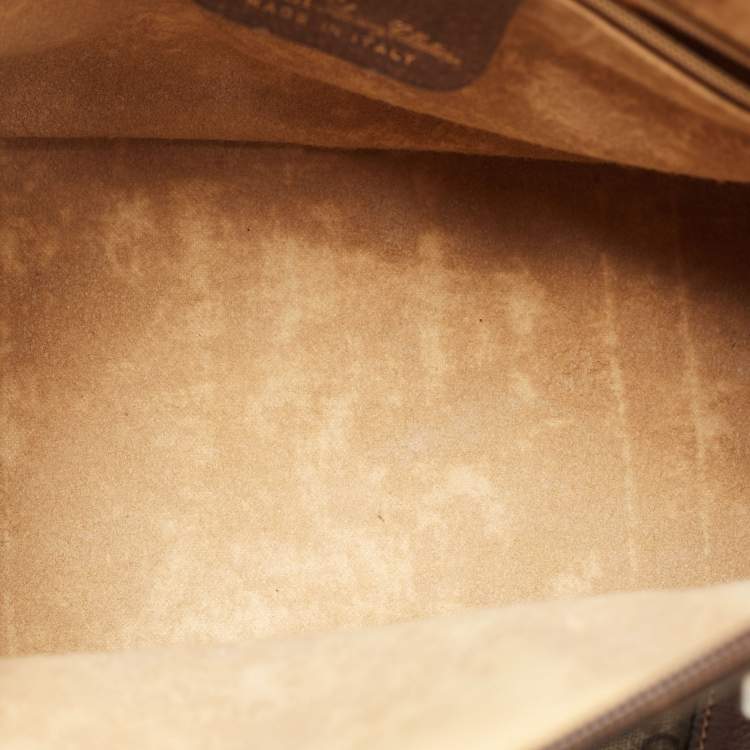 Pre Owned Gucci Brown/Beige GG Canvas Medium Vintage Web Boston Bag