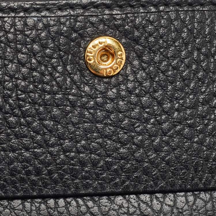 Pre Owned Gucci Black Leather GG Marmont Zip Bifold Wallet