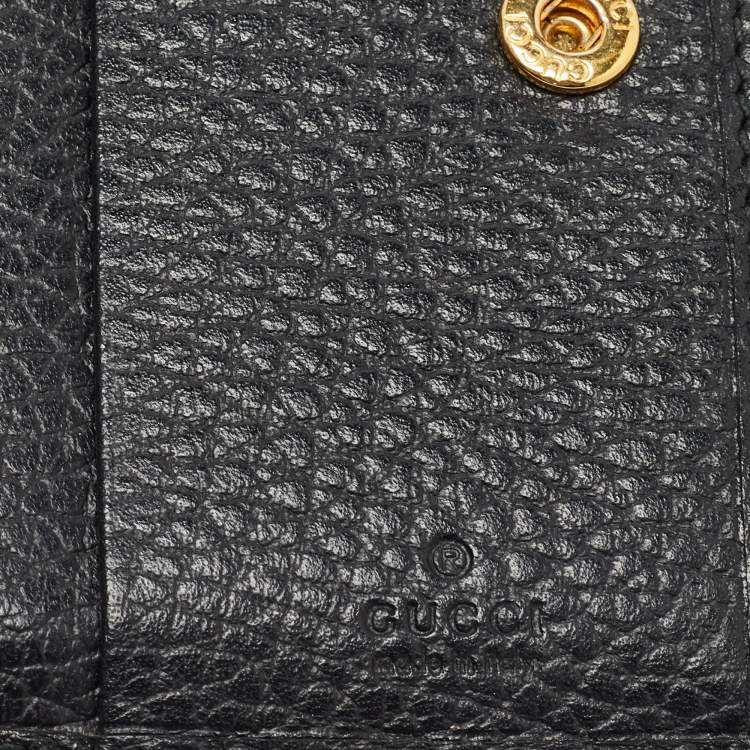 Pre Owned Gucci Black Leather GG Marmont Zip Bifold Wallet
