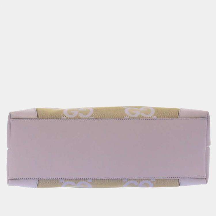 Pre Owned Gucci Beige/Pink Jumbo GG Canvas and Leather Tote Bag