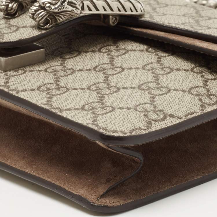 مملوكة مسبقًا Gucci Beige GG Supreme and Suede Mini Dionysus Shoulder Bag