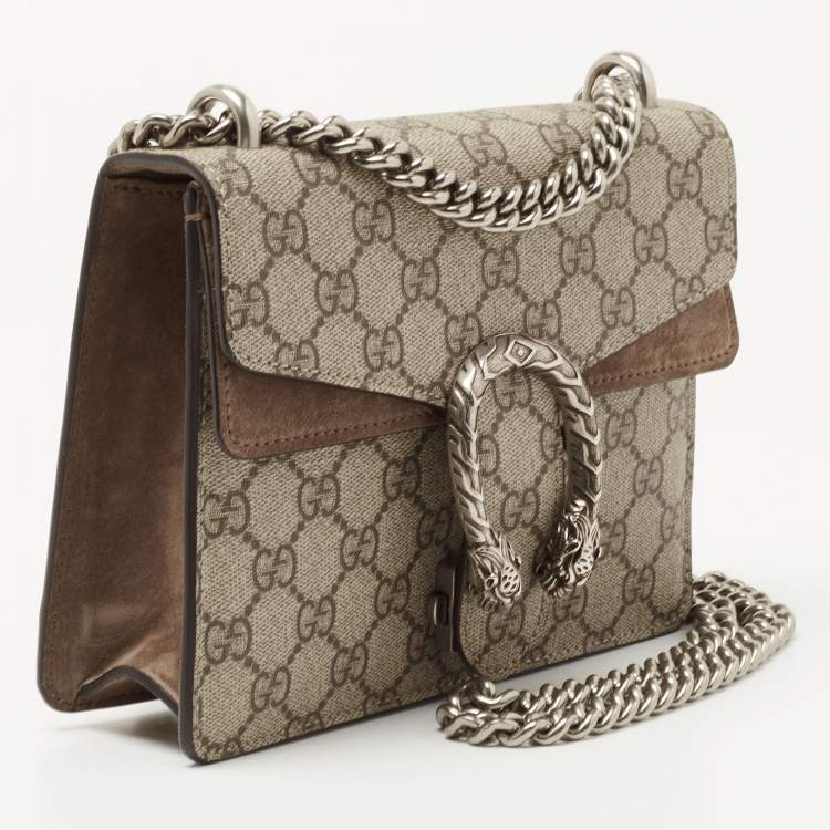 مملوكة مسبقًا Gucci Beige GG Supreme and Suede Mini Dionysus Shoulder Bag